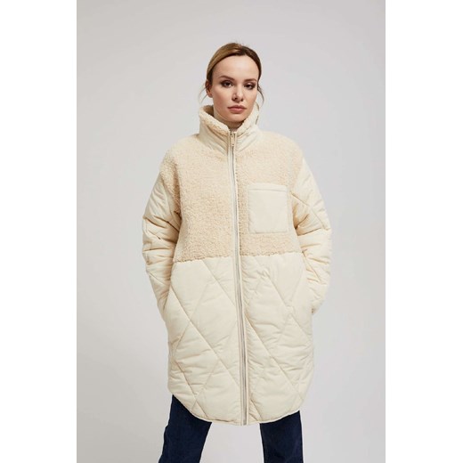 Pikowana kurtka damska z wysokim kołnierzem- beżowa ze sklepu 5.10.15 w kategorii Kurtki damskie - zdjęcie 170772466