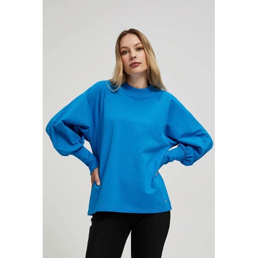Niebieska damska bluza z bufiastymi rękawami ze sklepu 5.10.15 w kategorii Bluzy damskie - zdjęcie 170772509