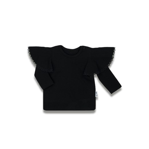 Bluzka bawełniana dla dziewczynki z długim rękawem czarna ze sklepu 5.10.15 w kategorii Kaftaniki i bluzki - zdjęcie 170772545