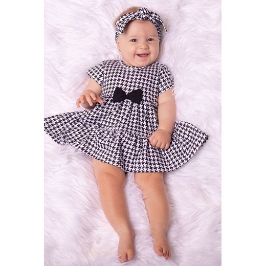 Sukienko-body bawełniane z krótkim rękawem w kratkę ze sklepu 5.10.15 w kategorii Body niemowlęce - zdjęcie 170772559