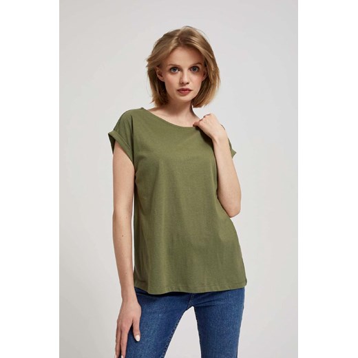 Bawełniany t-shirt damski gładki- oliwkowy ze sklepu 5.10.15 w kategorii Bluzki damskie - zdjęcie 170772597