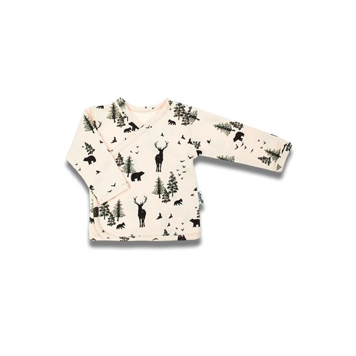 Beżowa bawełniana bluzka chłopięca z motywem leśnym długi rękaw ze sklepu 5.10.15 w kategorii T-shirty chłopięce - zdjęcie 170772599