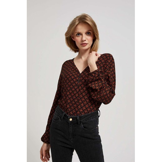 Damska bluzka z długim rękawem w geometryczne wzory ze sklepu 5.10.15 w kategorii Bluzki damskie - zdjęcie 170772697