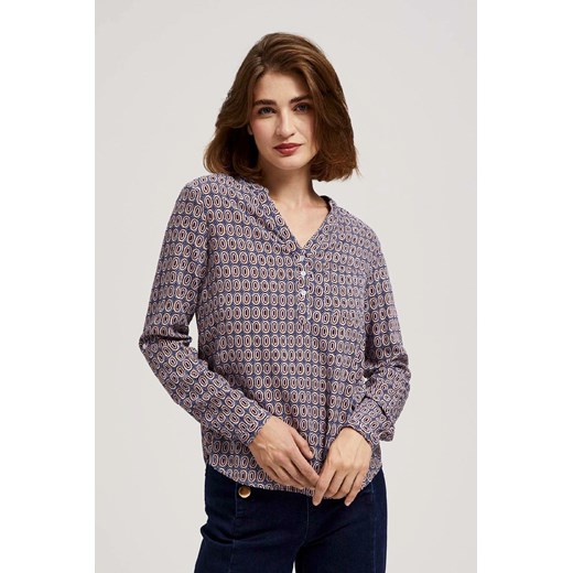 Damska koszula z długim rękawem w serek z wiskozy ze sklepu 5.10.15 w kategorii Bluzki damskie - zdjęcie 170772777