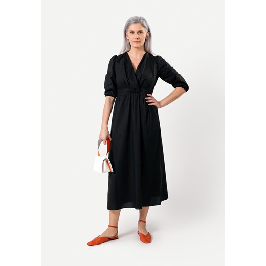 Czarna bawełniana sukienka z drapowaniem ze sklepu Molton w kategorii Sukienki - zdjęcie 170773498