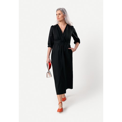 Czarna bawełniana sukienka z drapowaniem Molton 34 Molton