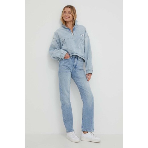 Calvin Klein Jeans kurtka jeansowa damska kolor niebieski przejściowa oversize S ANSWEAR.com