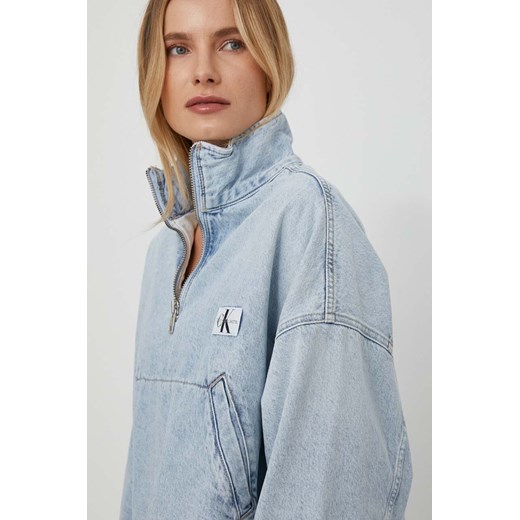 Calvin Klein Jeans kurtka jeansowa damska kolor niebieski przejściowa oversize XS ANSWEAR.com