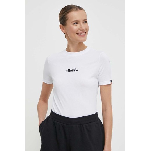 Ellesse t-shirt bawełniany Beckana Tee damski kolor biały SGP16458 ze sklepu ANSWEAR.com w kategorii Bluzki damskie - zdjęcie 170775246