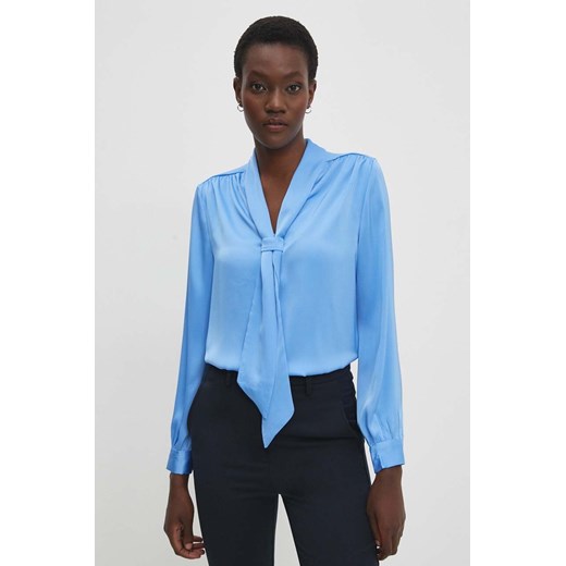 Answear Lab bluzka damska kolor niebieski gładka ze sklepu ANSWEAR.com w kategorii Bluzki damskie - zdjęcie 170775358