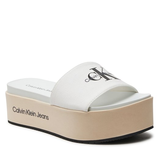 Klapki Calvin Klein Jeans Flatform Sandal Met YW0YW01036 Creamy White/Bright 37 eobuwie.pl