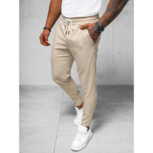 Spodnie męskie chino beżowe OZONEE O/1410SP ze sklepu ozonee.pl w kategorii Spodnie męskie - zdjęcie 170777707