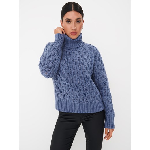 Mohito - Niebieski sweter z golfem - błękitny ze sklepu Mohito w kategorii Swetry damskie - zdjęcie 170778965