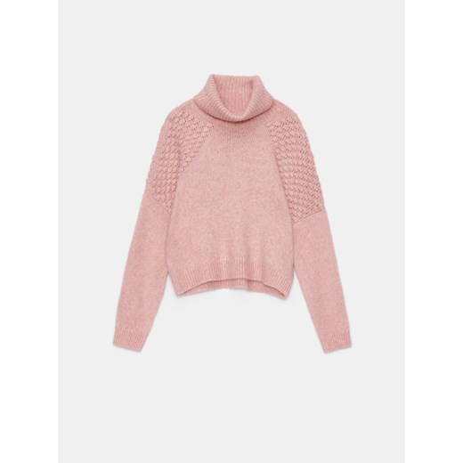 Mohito - Pudrowy sweter z golfem - pastelowy różowy ze sklepu Mohito w kategorii Swetry damskie - zdjęcie 170779315