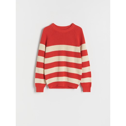 Reserved - Sweter w paski - czerwony ze sklepu Reserved w kategorii Swetry chłopięce - zdjęcie 170779958