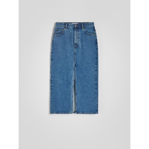 Reserved - Jeansowa spódnica midi - niebieski ze sklepu Reserved w kategorii Spódnice - zdjęcie 170780019