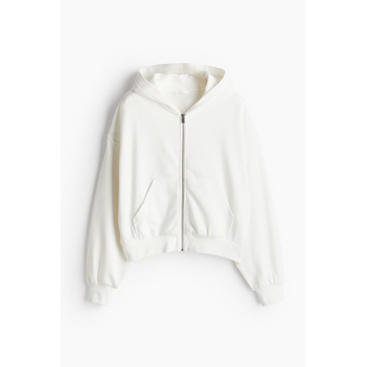 H & M - Rozpinana bluza oversize z kapturem - Biały H & M S H&M
