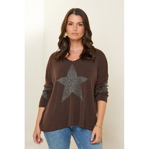 Curvy Lady Sweter w kolorze brązowym ze sklepu Limango Polska w kategorii Swetry damskie - zdjęcie 170783319