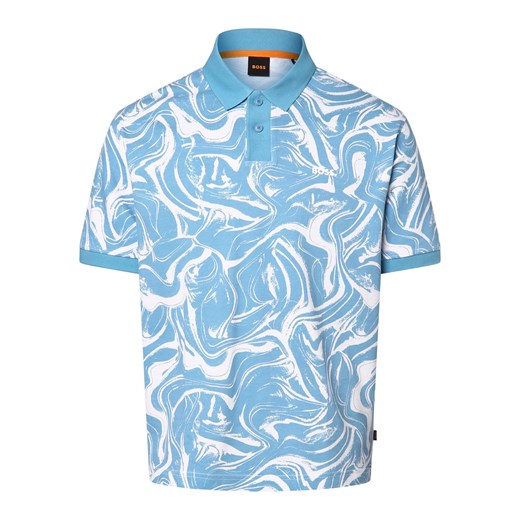 BOSS Orange Męska koszulka polo - Pe_AlloverOcean Mężczyźni Bawełna jasnoniebieski wzorzysty ze sklepu vangraaf w kategorii T-shirty męskie - zdjęcie 170787136