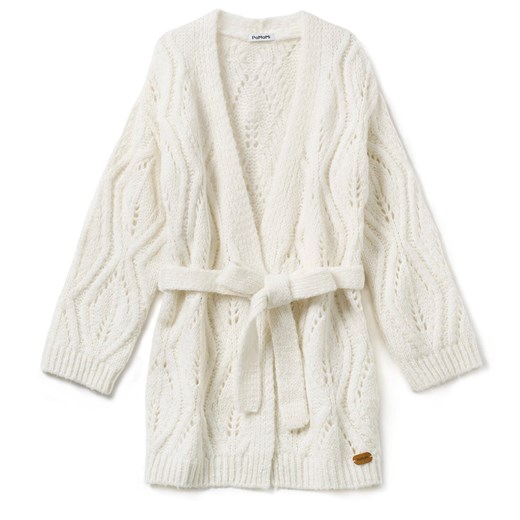 Miękki kardigan z długim rękawem i wiązaniem w talii ze sklepu JK-Collection w kategorii Swetry damskie - zdjęcie 170789716