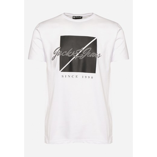 Biała Koszulka Bawełniana z Nadrukiem Direma ze sklepu Born2be Odzież w kategorii T-shirty męskie - zdjęcie 170790289