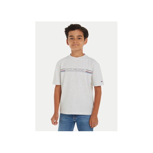 Tommy Hilfiger T-Shirt Stripe Chest KB0KB09105 Szary Regular Fit ze sklepu MODIVO w kategorii T-shirty chłopięce - zdjęcie 170793075