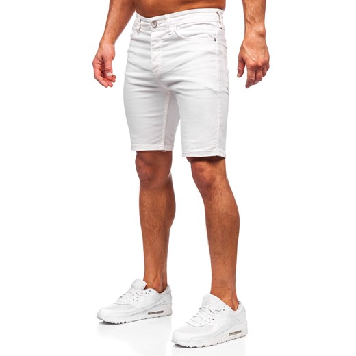 Białe krótkie spodenki jeansowe męskie Denley 0341 32/M wyprzedaż Denley
