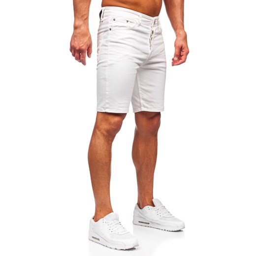 Białe krótkie spodenki jeansowe męskie Denley 0341 32/M wyprzedaż Denley