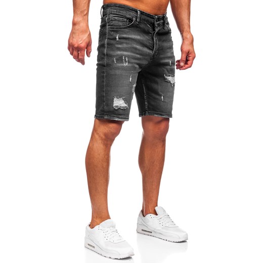 Czarne krótkie spodenki jeansowe męskie Denley 0389 34/L Denley wyprzedaż