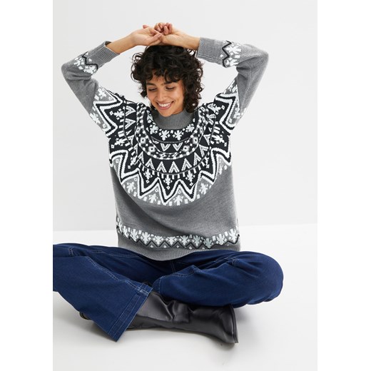 Sweter w norweski wzór ze sklepu bonprix w kategorii Swetry damskie - zdjęcie 170793725
