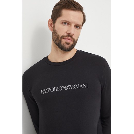 Emporio Armani Underwear bluza lounge kolor czarny z nadrukiem 111785 4R571 ze sklepu ANSWEAR.com w kategorii Bluzy męskie - zdjęcie 170794156