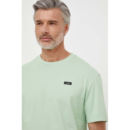 Calvin Klein t-shirt bawełniany męski kolor zielony gładki Calvin Klein S ANSWEAR.com