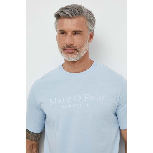 Marc O&apos;Polo t-shirt bawełniany męski kolor niebieski z nadrukiem S ANSWEAR.com