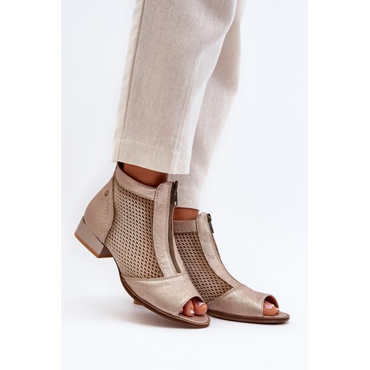Botki Skórzane Odkryte Palce Płaski Obcas Złote Maciejka 06413-25 Maciejka 39 ZAZOO