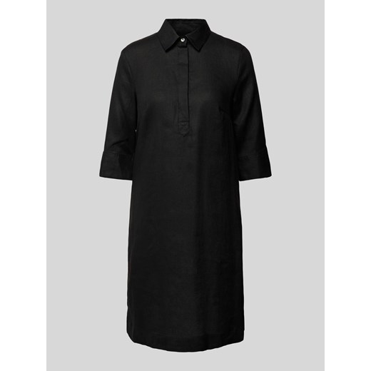 Sukienka koszulowa o długości do kolan z lnu w jednolitym kolorze ze sklepu Peek&Cloppenburg  w kategorii Sukienki - zdjęcie 170796748