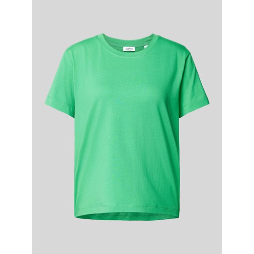 T-shirt z prążkowanym okrągłym dekoltem ze sklepu Peek&Cloppenburg  w kategorii Bluzki damskie - zdjęcie 170796947
