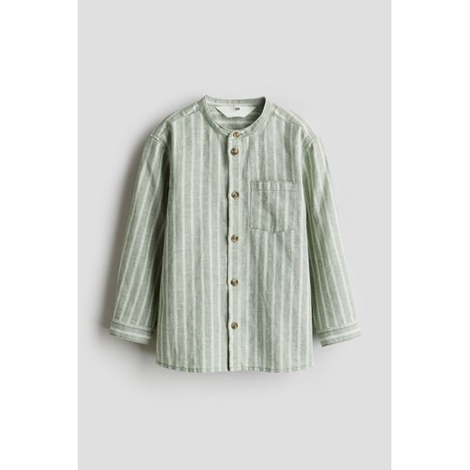 H & M - Koszula z domieszką lnu - Zielony H & M 128 (7-8Y) H&M