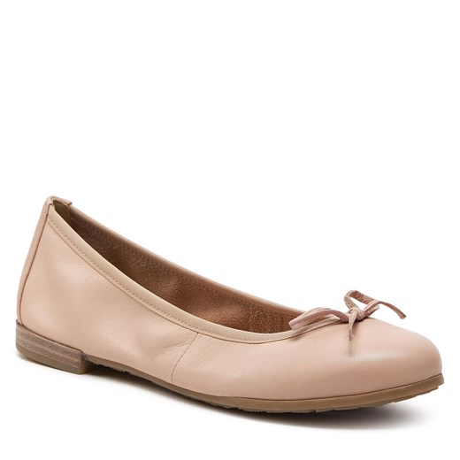 Balerinki Marco Tozzi bez zapięcia beżowe na płaskiej podeszwie 