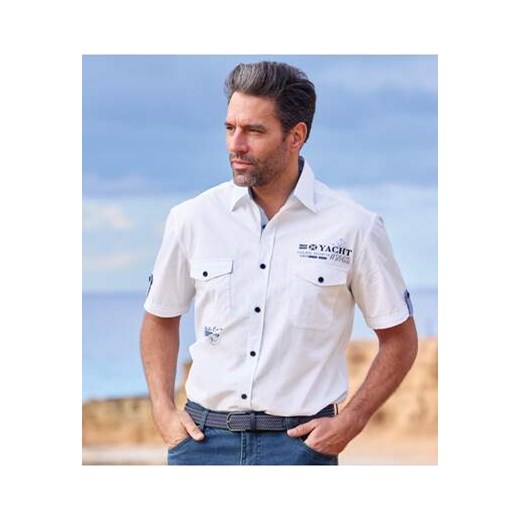 Biała koszula w stylu pilotki ze sklepu Atlas For Men w kategorii Koszule męskie - zdjęcie 170807545