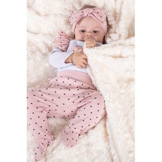 Półśpioch bawełniany dla dziewczynki różowy w serduszka ze sklepu 5.10.15 w kategorii Spodnie i półśpiochy - zdjęcie 170807899