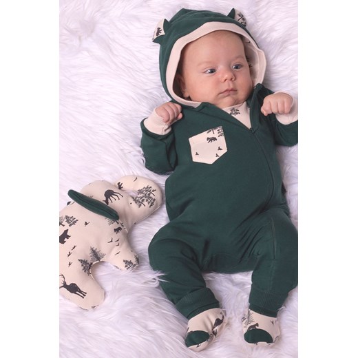 Zielony bawełniany pajac niemowlęcy chłopięcy ze sklepu 5.10.15 w kategorii Pajacyki - zdjęcie 170807918