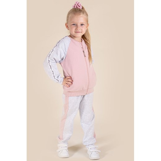 Bawełniana rozpinana bluza dziewczęca różowo-szara ze sklepu 5.10.15 w kategorii Bluzy dziewczęce - zdjęcie 170808056