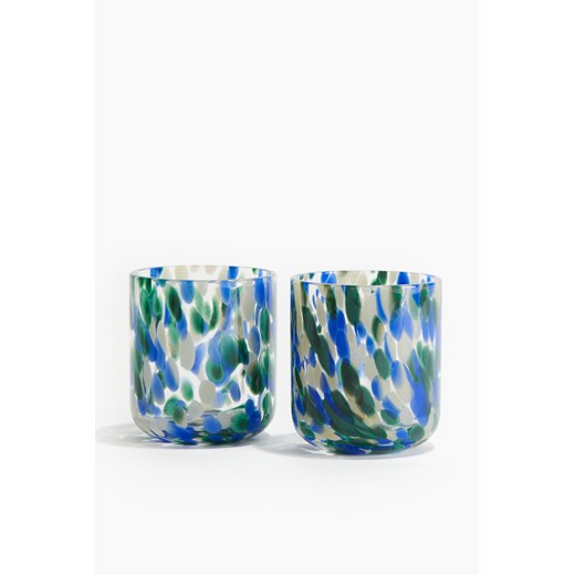 H & M - Wzorzysta szklanka 2-pak - Zielony ze sklepu H&M w kategorii Szklanki - zdjęcie 170809837