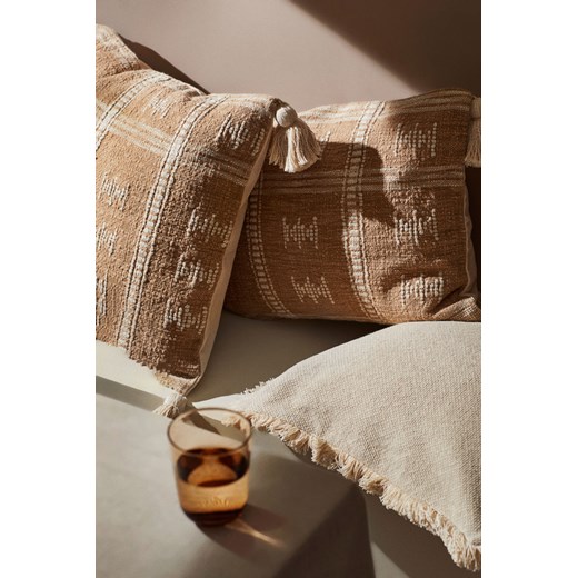 H & M - Poszewka na poduszkę zdobiona frędzlami - Beżowy H & M 50x50 H&M