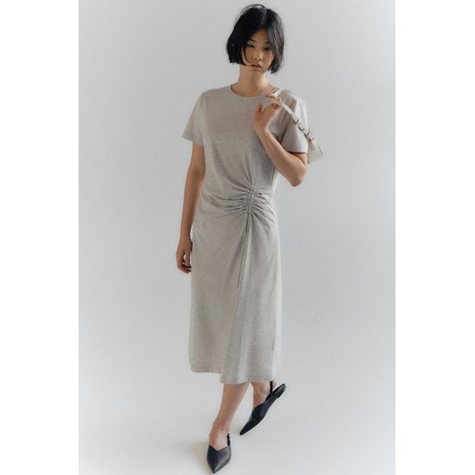 H & M - Sukienka T-shirtowa ze sznurkiem - Szary ze sklepu H&M w kategorii Sukienki - zdjęcie 170809898