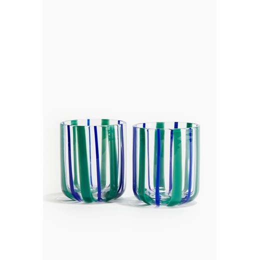 H & M - Wzorzysta szklanka 2-pak - Zielony ze sklepu H&M w kategorii Szklanki - zdjęcie 170809905