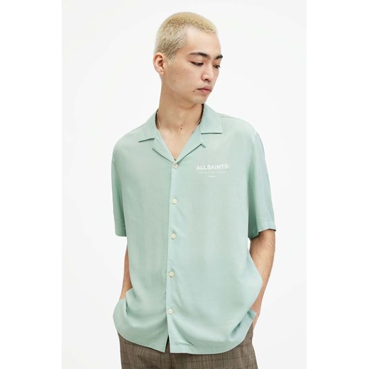 AllSaints koszula męska kolor zielony regular ze sklepu ANSWEAR.com w kategorii Koszule męskie - zdjęcie 170815115