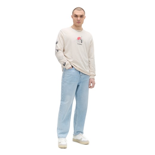 Cropp - Koszulka longsleeve z nadrukami - kremowy ze sklepu Cropp w kategorii T-shirty męskie - zdjęcie 170820336