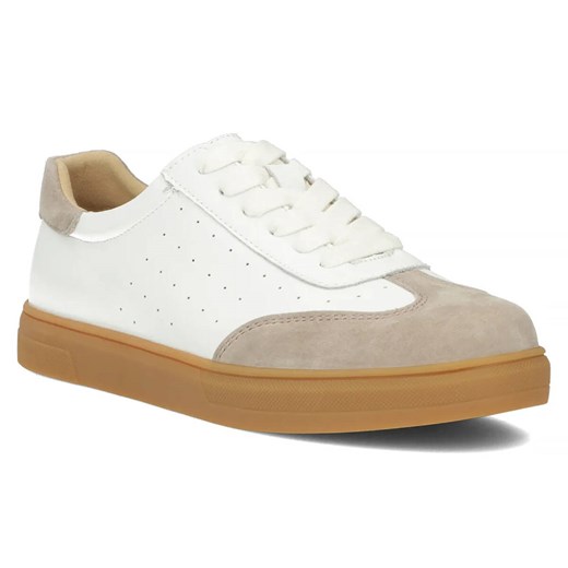 Skórzane sneakersy damskie - Filippo DP6128/24, biało-beżowe ze sklepu ulubioneobuwie w kategorii Trampki damskie - zdjęcie 170820416