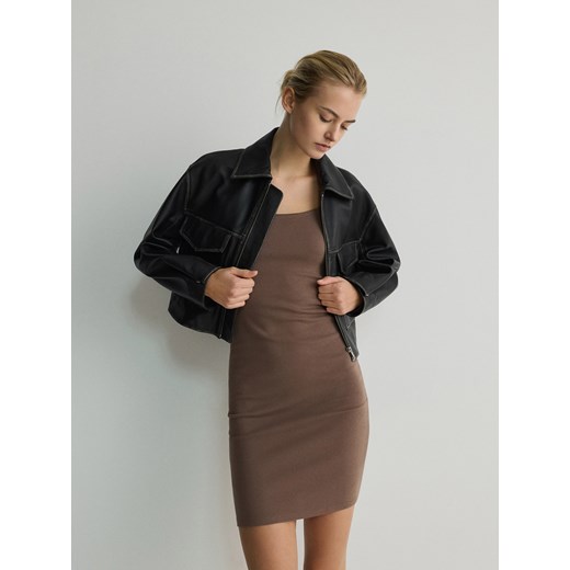 Reserved - Sukienka mini - ciemnobrązowy ze sklepu Reserved w kategorii Sukienki - zdjęcie 170821025